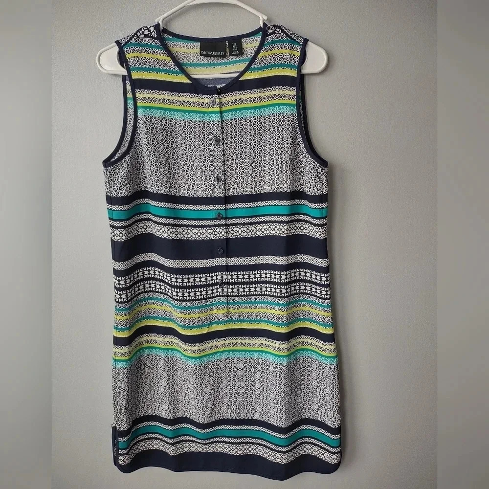 Cynthia Rowley women's size 6 blue green sleeveless midi dress summer re…